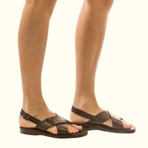 Brown Leather Strappy Sandals Handmade